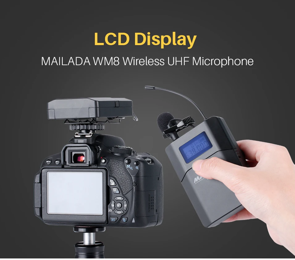 Mailada WM8 беспроводной UHF DSLR камера микрофон системы на камеру Lavalier лацкан микрофонный приемник передатчик