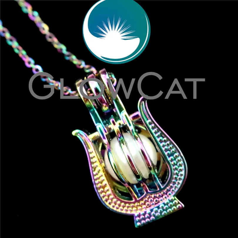 GLOWCAT R C693 Радуга Цвет музыкальный Лира арфа бусины клетка кулон духи аэрозольный