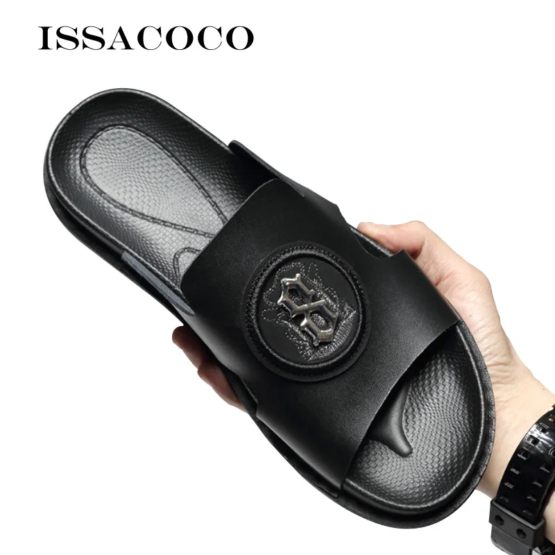 Шлепанцы ISSACOCO мужские для дома натуральная кожа модные сандалии пляжные тапочки