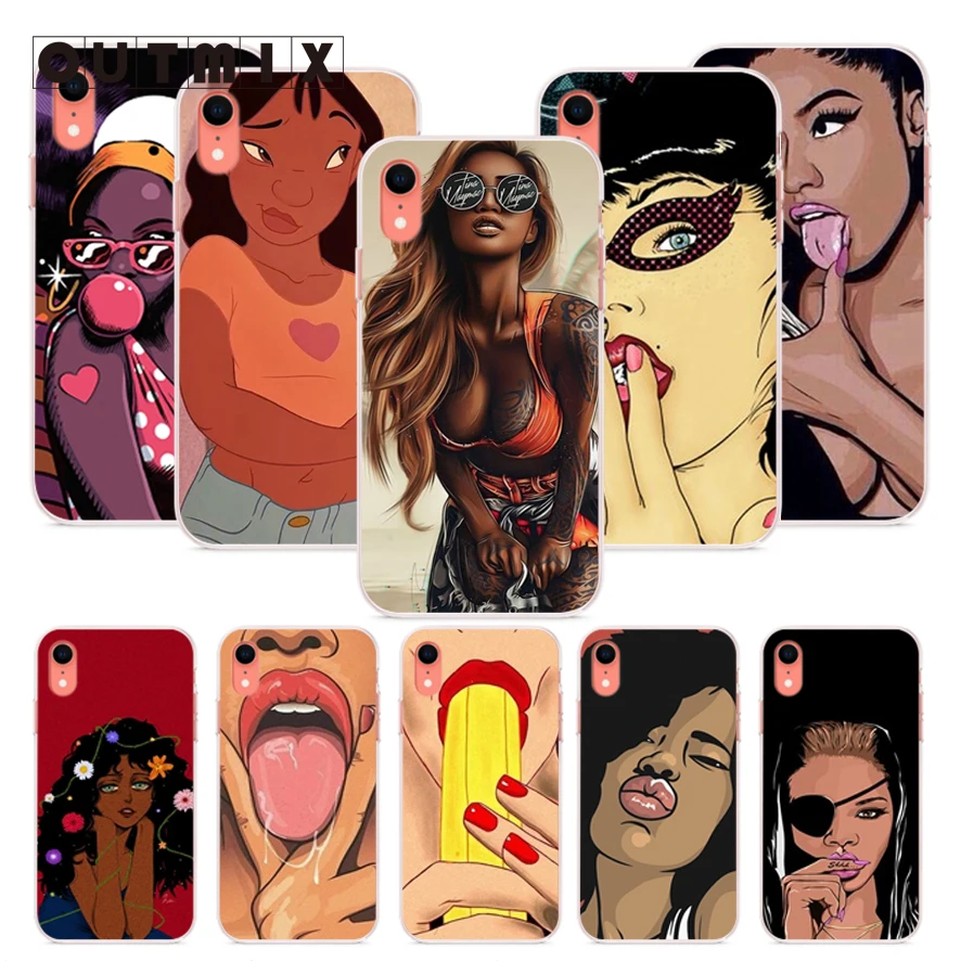 OUTMIX Модный черный мягкий чехол для телефона iPhone 6plus 6s 6 5 5S SE 7 8 X XS max XR 8plus
