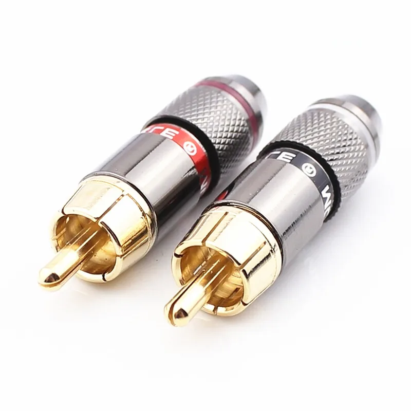 1pice RCA pulg разъем позолоченный медный усилитель предусилитель аудио кабель Динамик для 6 мм кабель