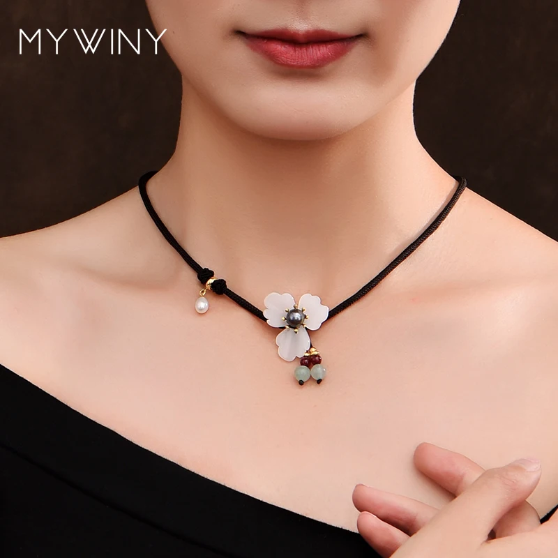 Длинное ожерелье с цветами MYWINY подвески новое этническое Экзотическое Ожерелье