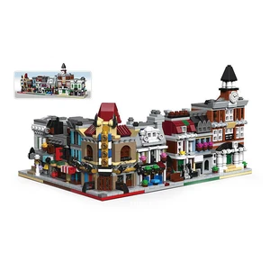 6 в 1 Городской миниатюрный уличный магазин, серия, кинотеатр, зоомагазин, городской зал, модель банка, строительные блоки, игрушки для детей, подарки на день рождения, детские игрушки