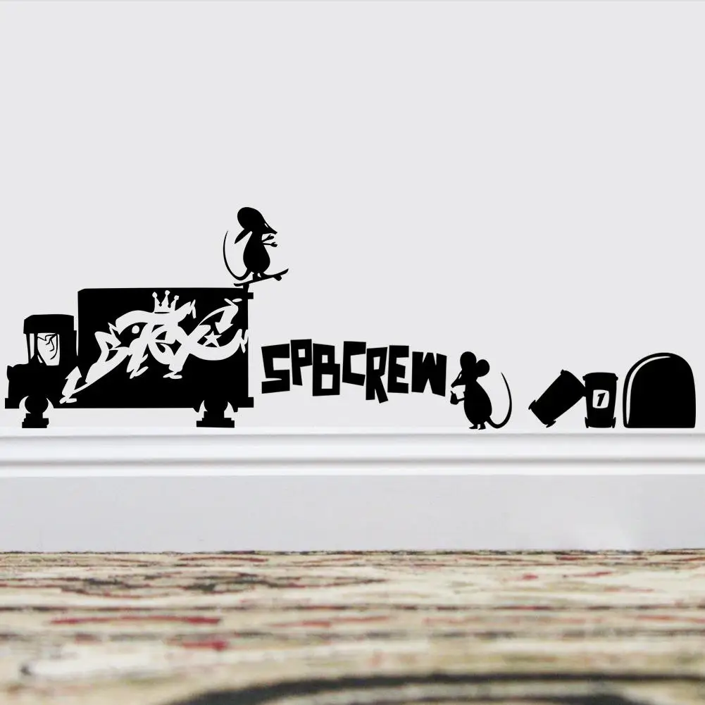 Мышь вождение автомобиля 3d мышь отверстие настенные наклейки для детской