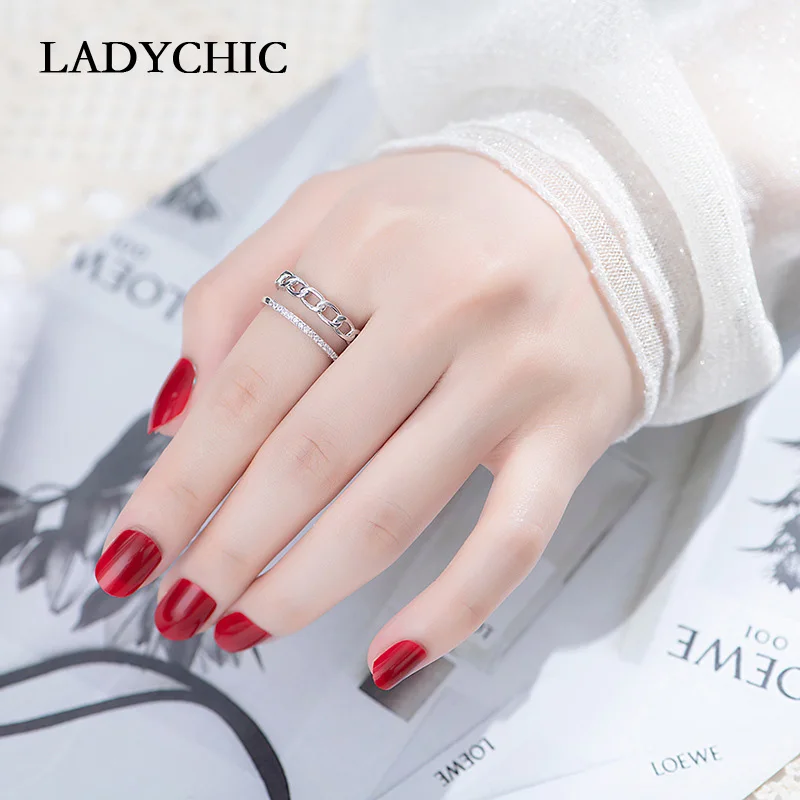 Женское Открытое кольцо LADYCHIC регулируемое из розового золота серебряного цвета