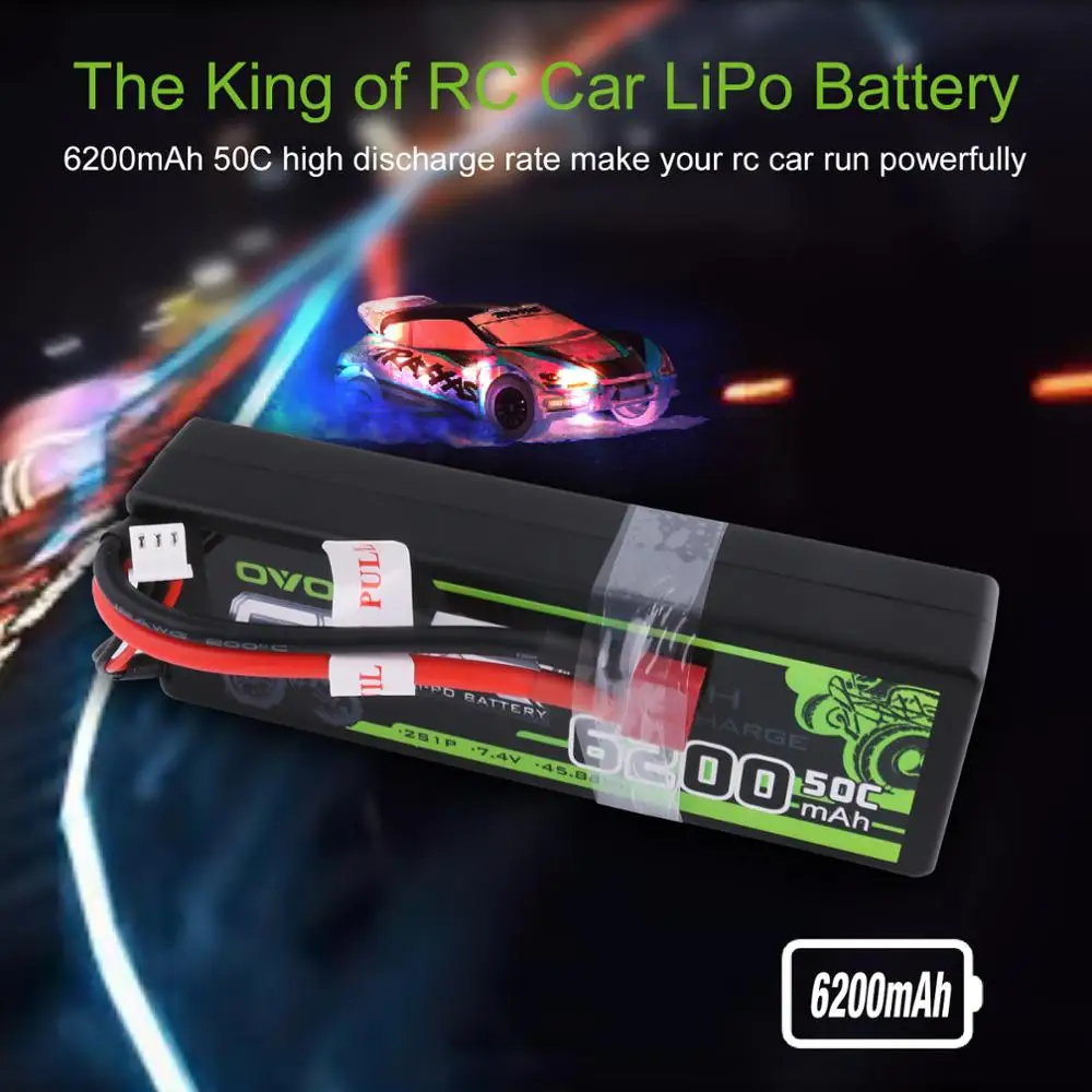 Аккумуляторная батарея Ovonic LiPo 6200 мАч 7 4 В 2S 50C 100C Твердый Чехол для 1:8 1:10 размер