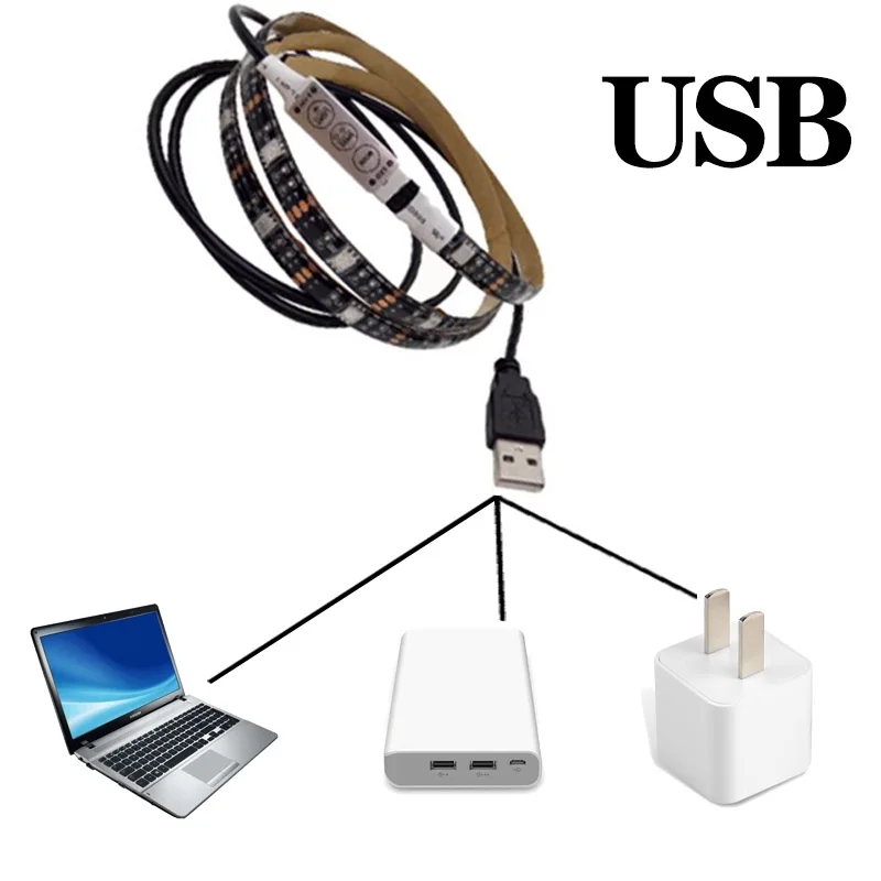 светодиодная лента лампы 20 Цвета 5 V RGB гибкий USB led светящаяся 1 м 2 3 4 Desktop Экран