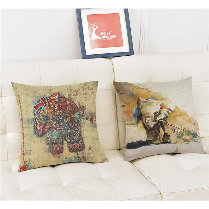 Love animals elephant leo colorful painting Pillow case Cushion Cover sofa hotel club coffee shop chair home Decorations gift | Дом и сад