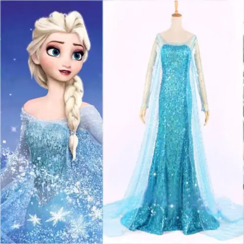 Elsa Queen Princess Adult Women Cocktail Party Dress Costume Dresses | Женская одежда