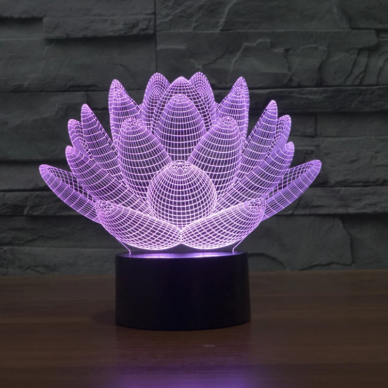 Lotus 3D визуальная лампа Оптическая иллюзия светодиодный ночной Светильник восхитительный 7 цветов художественный сенсорный переключатель лампа Прямая поставка