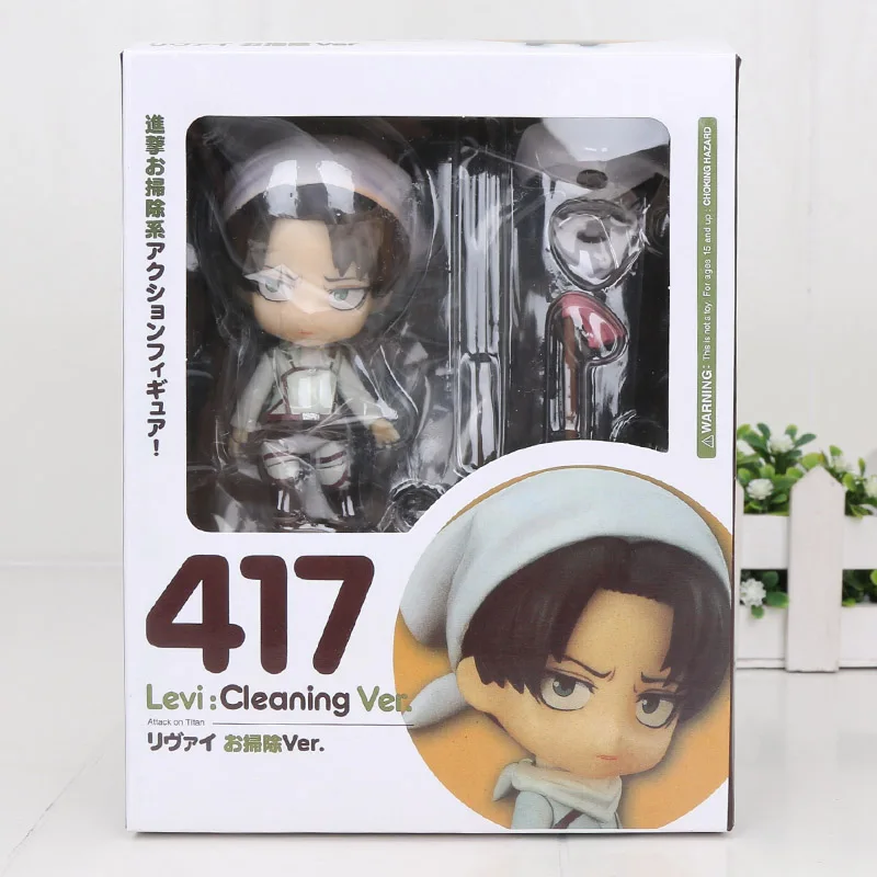 10 см Nendoroid атака на Титанов Shingeki no Kyojin Скаутинг Легион Леви риваиль ПВХ фигурка Модель Коллекция игрушек 390 375 - Цвет: 417 with box