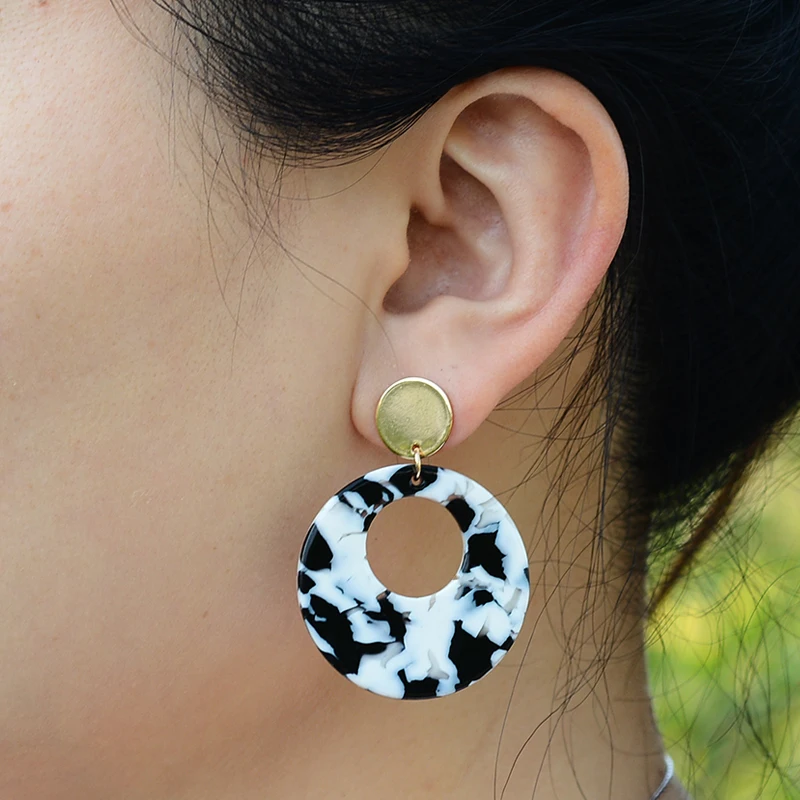 Модные корейские винтажные большие круглые леопардовые серьги Za подвесные