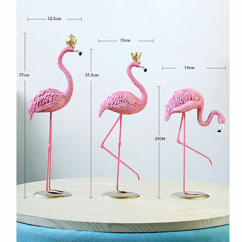 

Flamingo Cute Animal Shaped Resin Ornament Wedding Gift Birthday Present Tabletop Living Room Bedroom Miniatures Home Decor