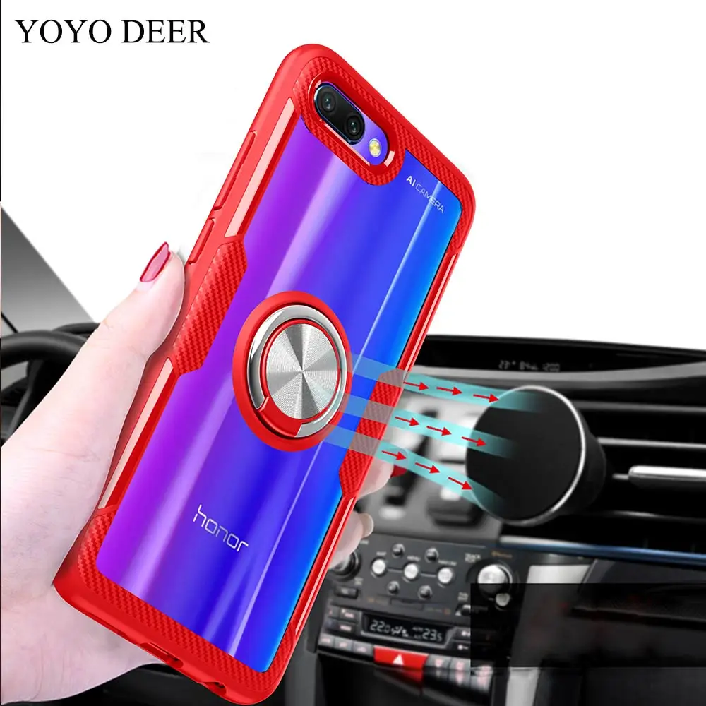 YOYODEER Прозрачный чехол для телефона huawei Honor 10 автомобильный держатель Магнитный
