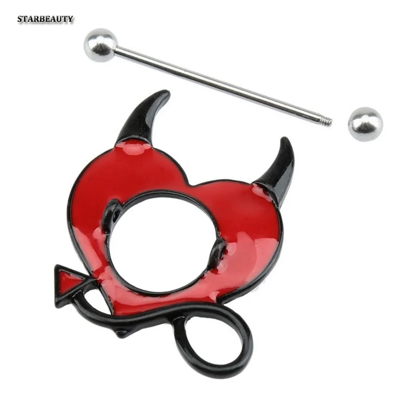 Пирсинг для сосков в виде дьявола 16 г 2 шт.|cute nipple rings|body piercing jewelrynipple ring |