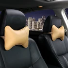 Автомобильная подушка из искусственной кожи, 2 шт., защита шеиподголовника автомобиля, дизайн с отверстиямиавтомобильные принадлежности, безопасная подушка для шеи