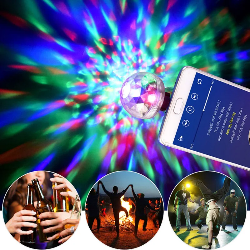 Мини диско сценический свет портативный смартфон USB порт LED хрустальный