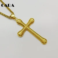 2021 new 316l stainless steel spiral carved cross pendant necklace mens stylish hip hop cross punk necklace fashion cara0492