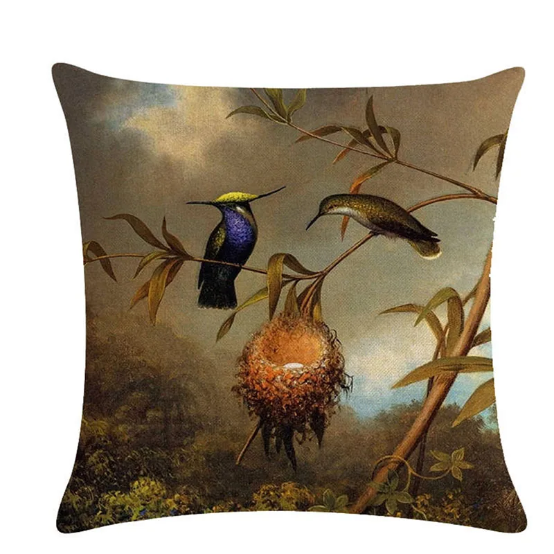 Домашний текстиль Готовая серия с птицами льняная наволочка Подушка креативная