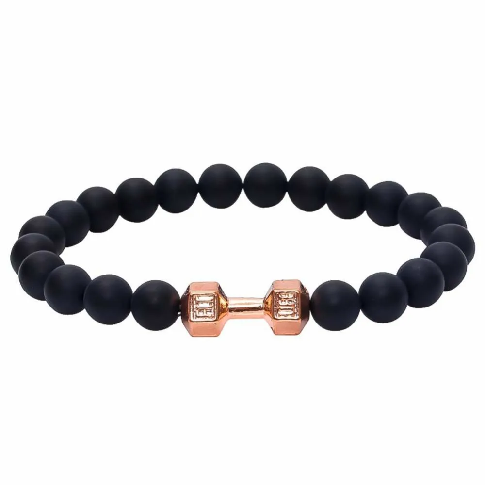 Браслет для мужчин с ониксом 2018 Bracciali Pulseras штанга ювелирных изделий 8 мм Черное