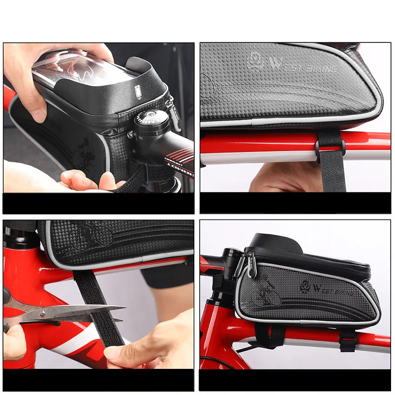 west biking waterproof cycling bags handlebar mtb bicycle panniers front frame touch screen mobile phone accessories bike basket free global shipping