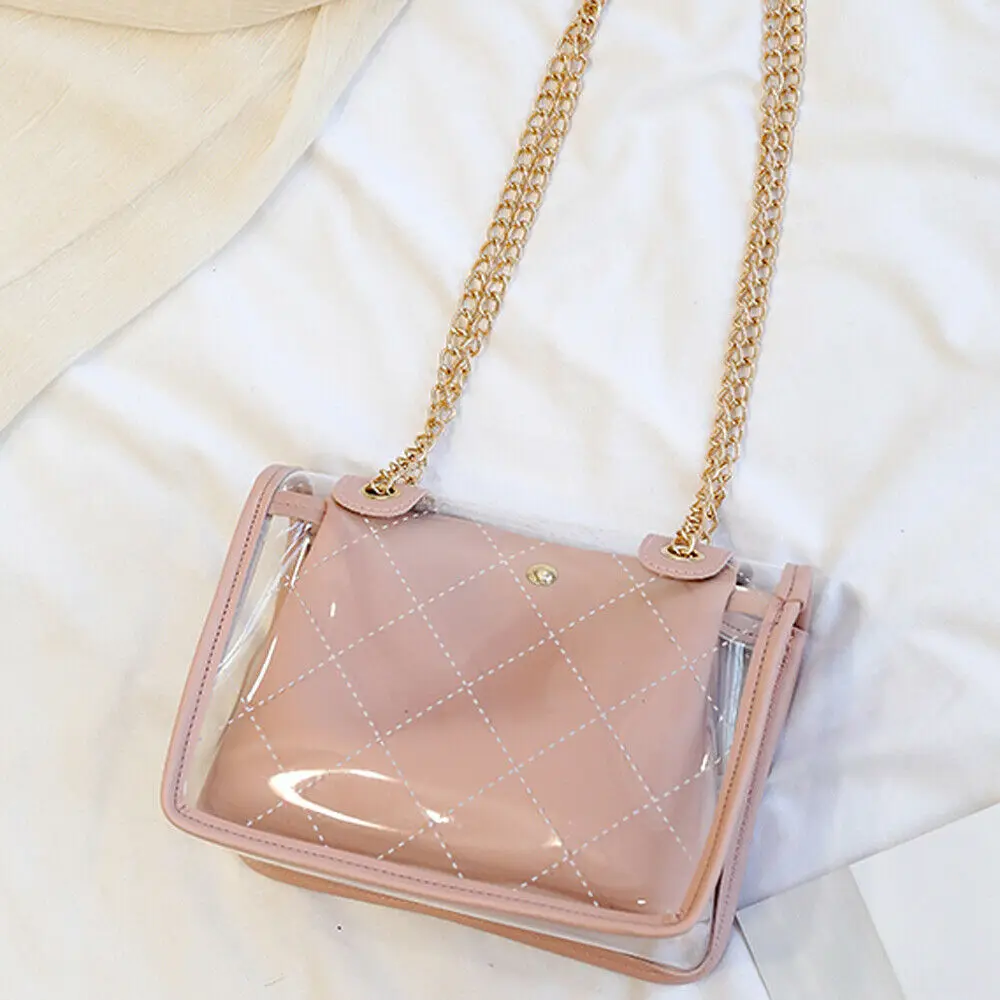 Fashion 2pcs women's shoulder bag transparent jelly Messenger handbag + clutch | Багаж и сумки
