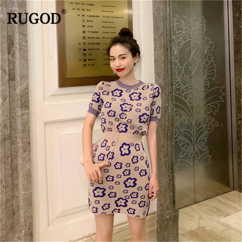 Женский комплект из двух предметов RUGOD футболка с коротким рукавом и цветочным