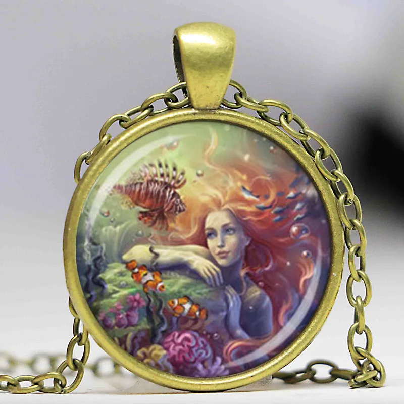 Стеклянный купол оптом ожерелье с русалкой картины в стиле фентези ювелирные