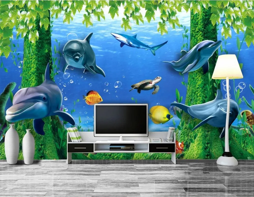 3D обои фон для телевизора настенные с изображением океана окон розы украшение
