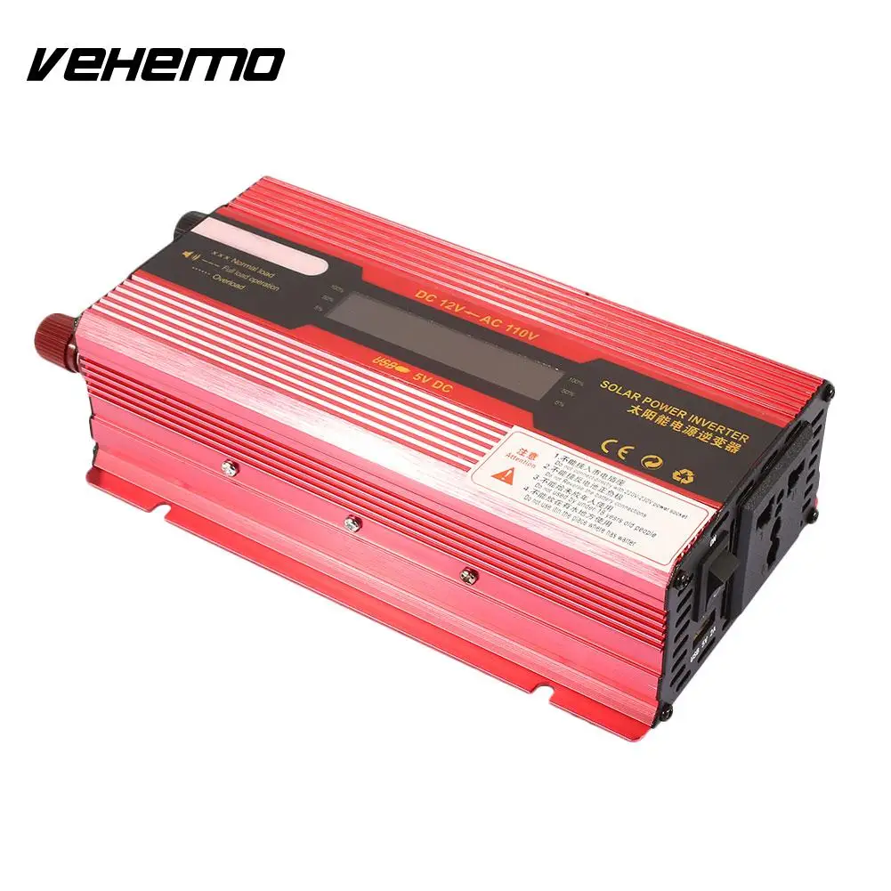 Vehemo Solar LED Screen Power Inverter Transformer Car Converter Universal Socket High Performance Charger | Автоэлектроника