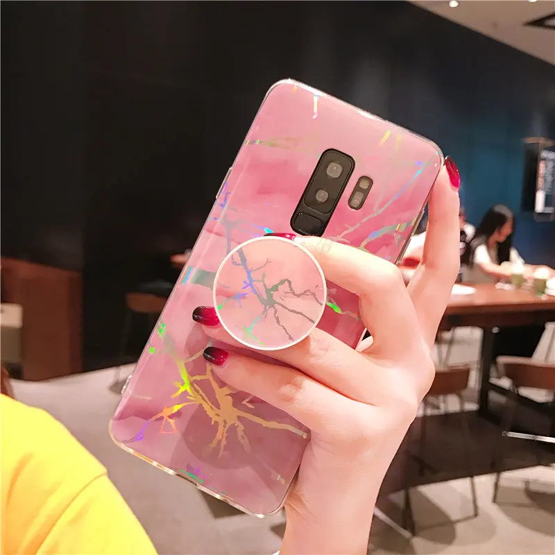 Case For Samsung Galaxy Note 9 8 note9 Laser Marble Texture Soft Silicon Cover Cases S8 S9 plus s7 edge |