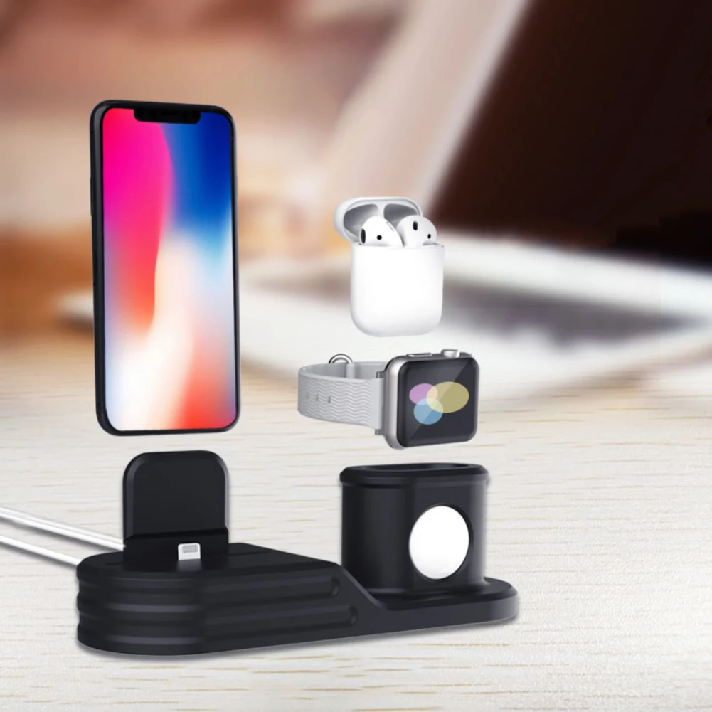 3 в 1 зарядная док-станция держатель для Iphone X Iphone 8 Силиконовая Подставка для зарядки док-станция для apple watch для apple airpods