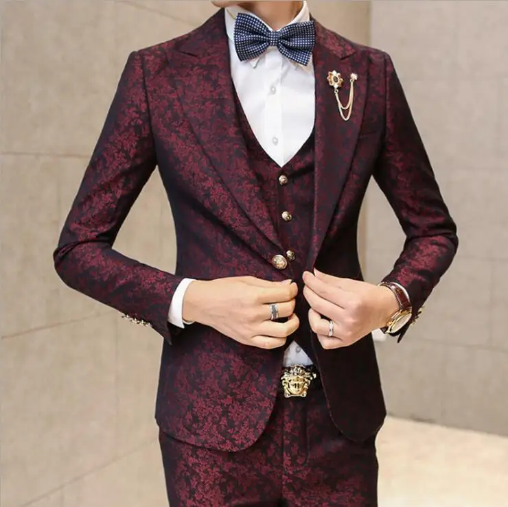 

Floral Suit Jacket Custom Male Fashion Casual Blazers Jacket Suit Coat Men Slim Fit Suit Stage Dancer Singer DJ Costumes