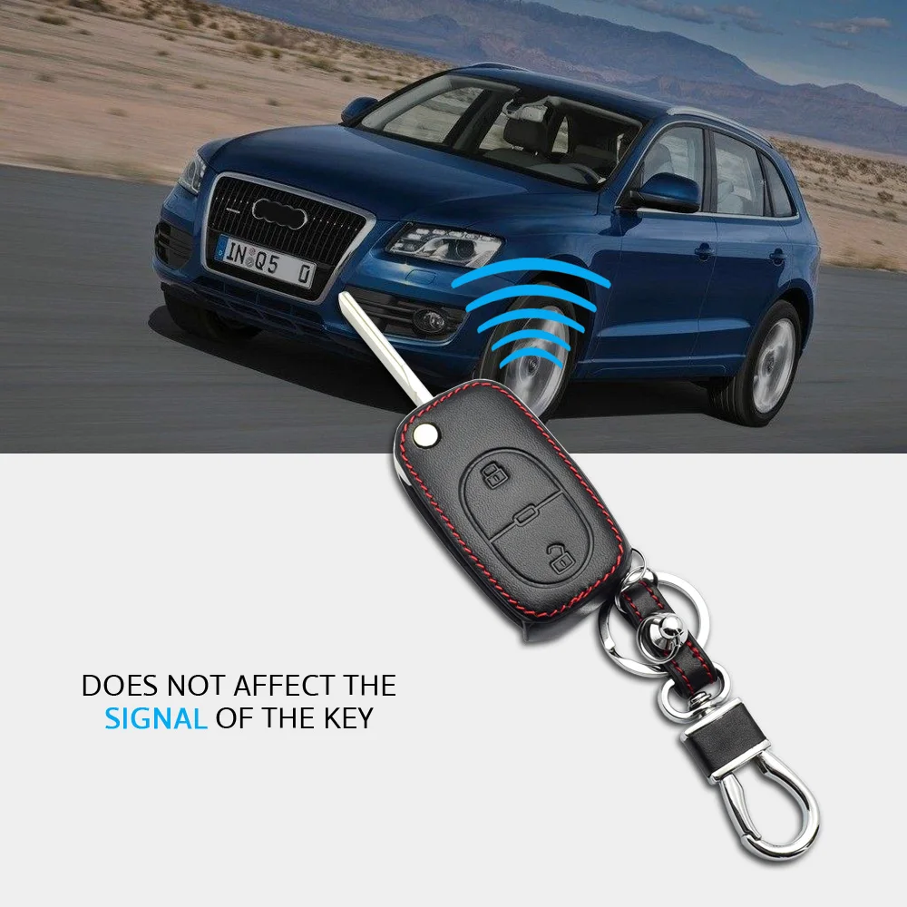 Кожаный флип кейс ATOBABI с 2 кнопками для ключей автомобиля брелок Audi A2 A3 A4 A6 S4 A8 TT