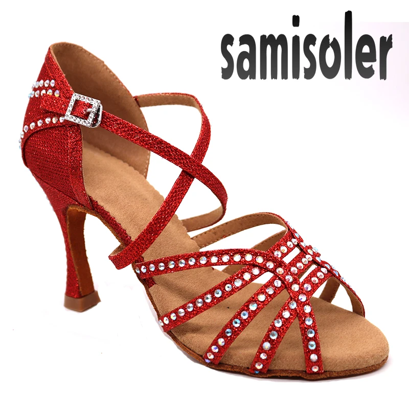 Обувь для латинских танцев Samisoler Brown бальных со стразами обувь новинка 2019 | Спорт и