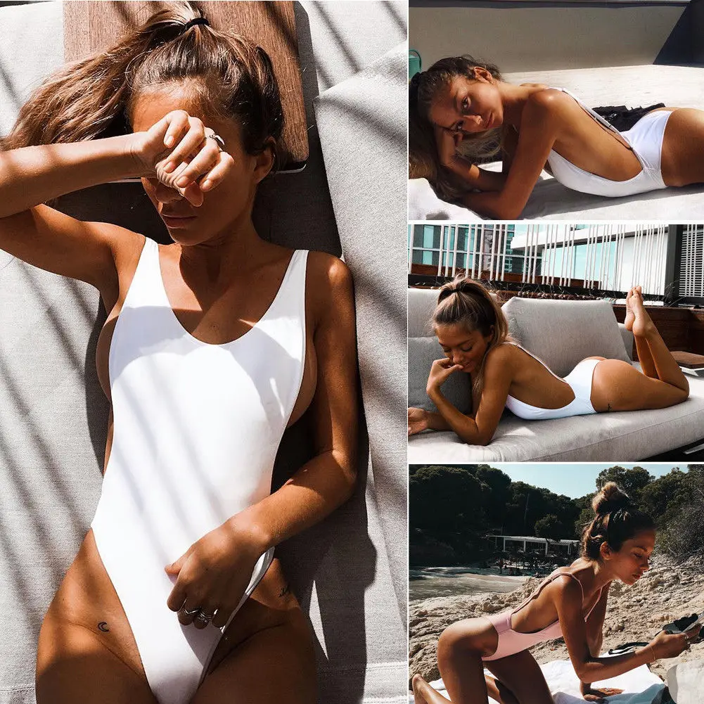 Women 2018 bikinis swimsuits one pice bathing suits swimwear bodysuits sexy solid backless female beachwear monokinis swimming | Спорт и