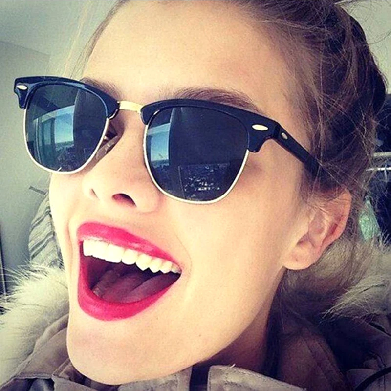 

Classic Half Metal Sunglasses Men Women 2019 New Brand Designer Glasses Mirror Sun Glasses Fashion Gafas UV400 Goggle De Sol