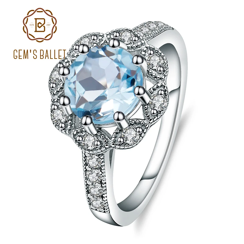 Женские кольца с натуральным голубым топазом из серебра 925 пробы|jewelry engagement