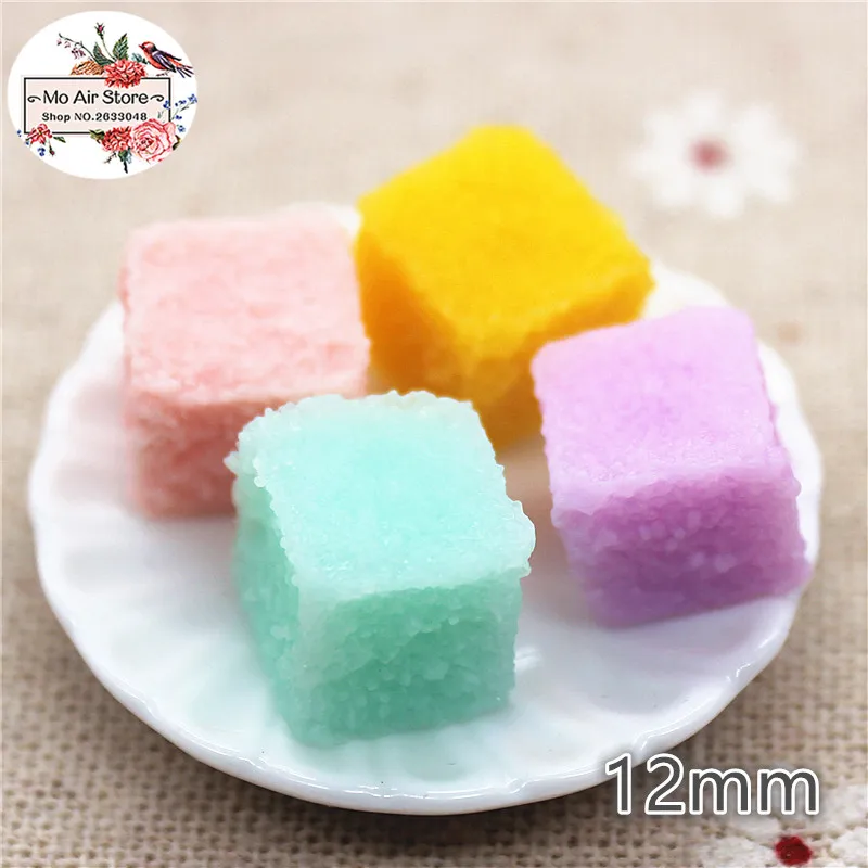 cube sugar candy 10PCS 12mm Resin Flatback Cabochon Miniature Food Art Supply Decoration Charm | Дом и сад
