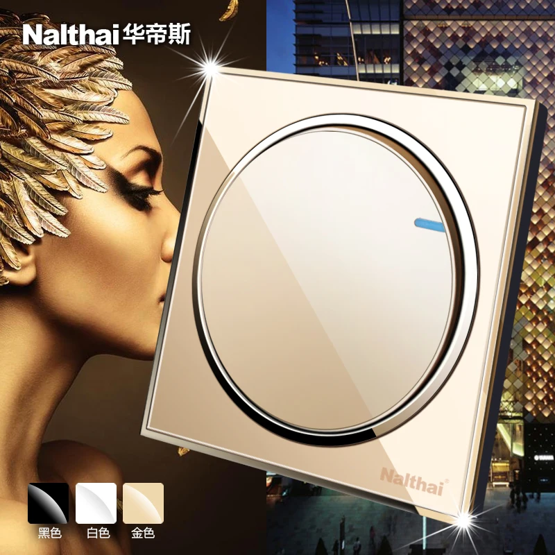 Настенный Выключатель 86 размера новый круглый дизайн роскошный золотой/черный |