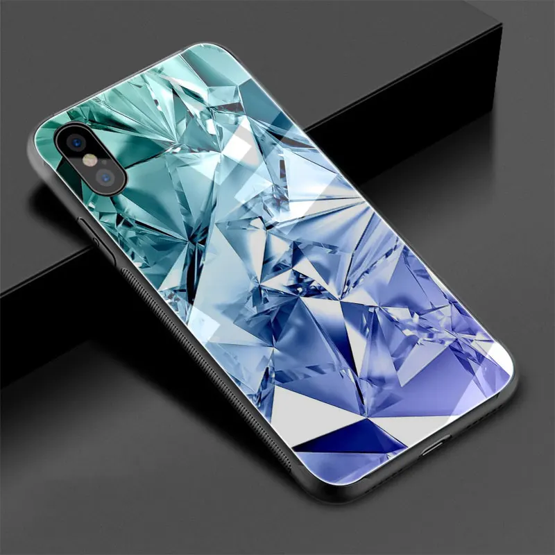 Чехол из ТПУ с черным и золотым алмазным закаленным стеклом для iPhone SE 2020 11 Pro X или