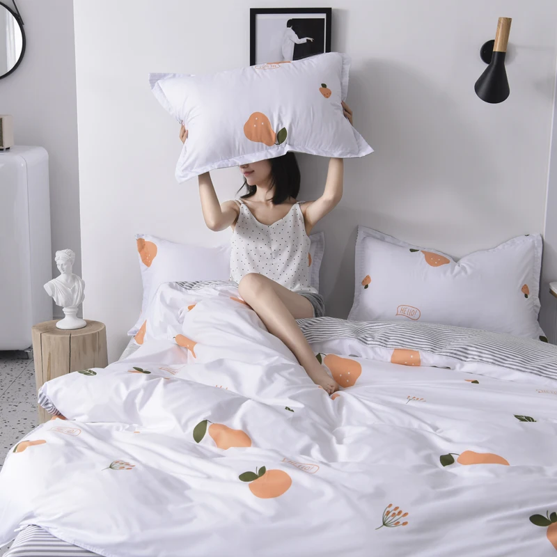 SlowDream оранжевый покрывало двойной, пододеяльник, простынь и наволочки наволочка 3/4 шт. полный набор комплект постельного белья, способный преодолевать Броды для взрослых детская кровать