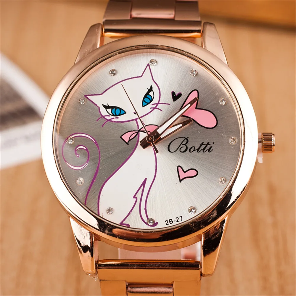 Новинка 2017 года Роскошные персидская кошка платье Часы Для женщин