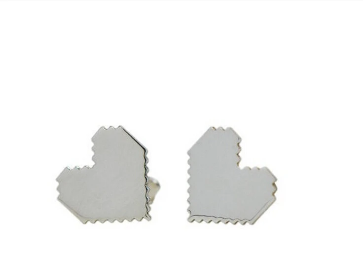 10 PCS 2015 18 k gold plated stud ear women's fashion pixel heart earrings silver gift wholesale free shipping for wom | Украшения и