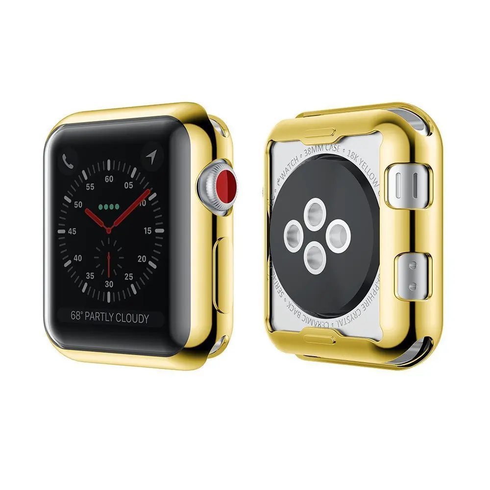 Защитный чехол из ТПУ для Apple Watch полностью покрытый золотом 38 мм 42 Защитные чехлы