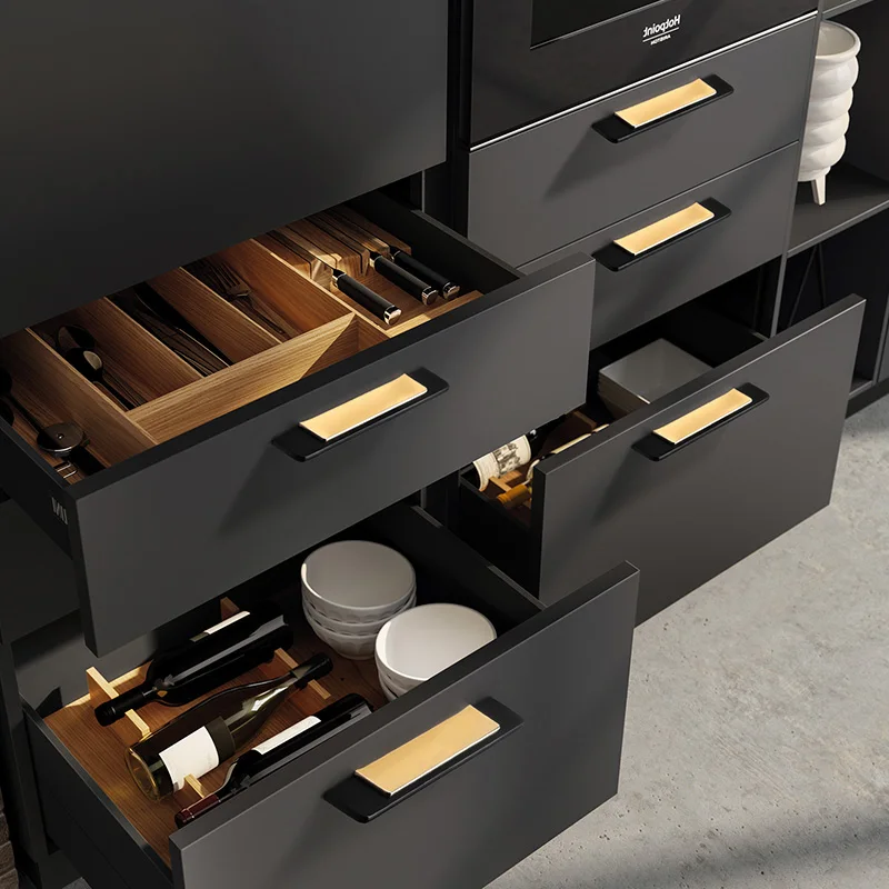 Современные дверные ручки и для кухонного шкафа металлические фурнитура черного