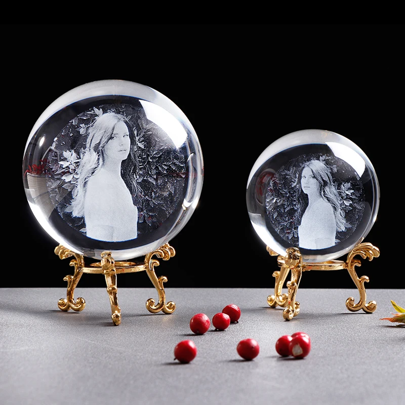 Custom Engraved Crystal Photo Ball Wedding Souvenir Picture Frame Gift for Family image 6