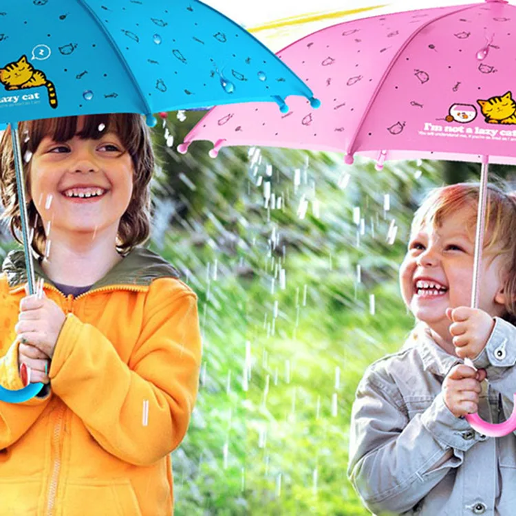 Cartoon Cat Children Umbrella Cute Animation Creative Long-handled Modeling Kids Boys Girls | Дом и сад
