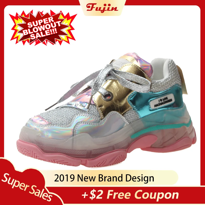 Fujin Womens Sneakers Shoes Women Mixed Colors Pink Girl Dropshipping Fashion Lace Up Rubber Causal Spring | Обувь