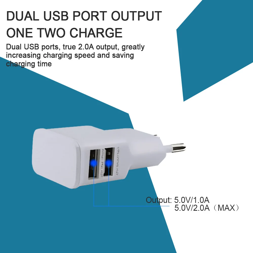 Штепсельная Вилка европейского стандарта с двумя usb разъемами для быстрого
